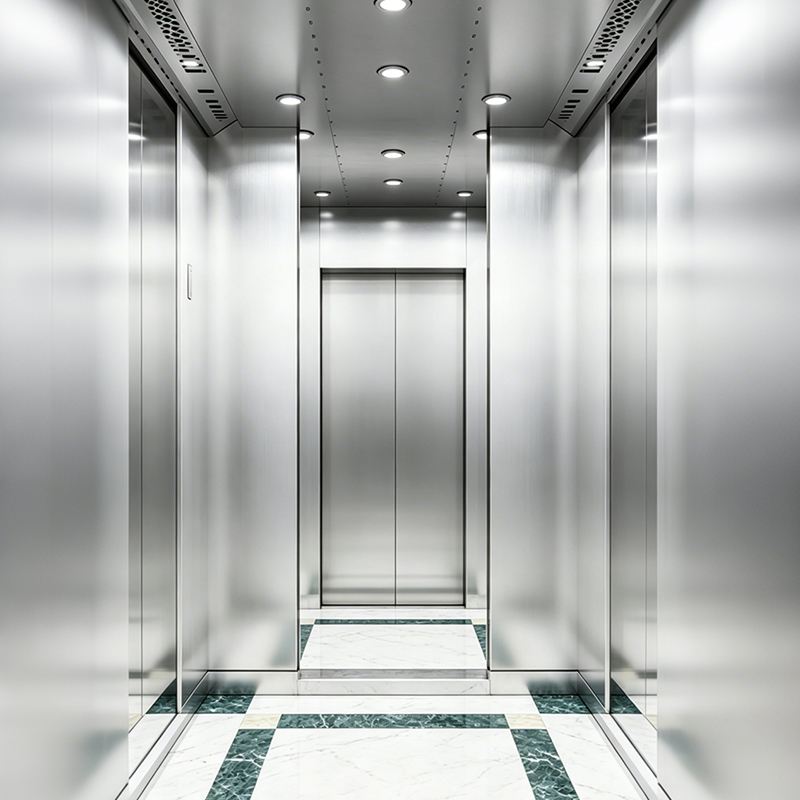 Ascensore per passeggeri in acciaio inossidabile con specchio e linea sottile per hotel