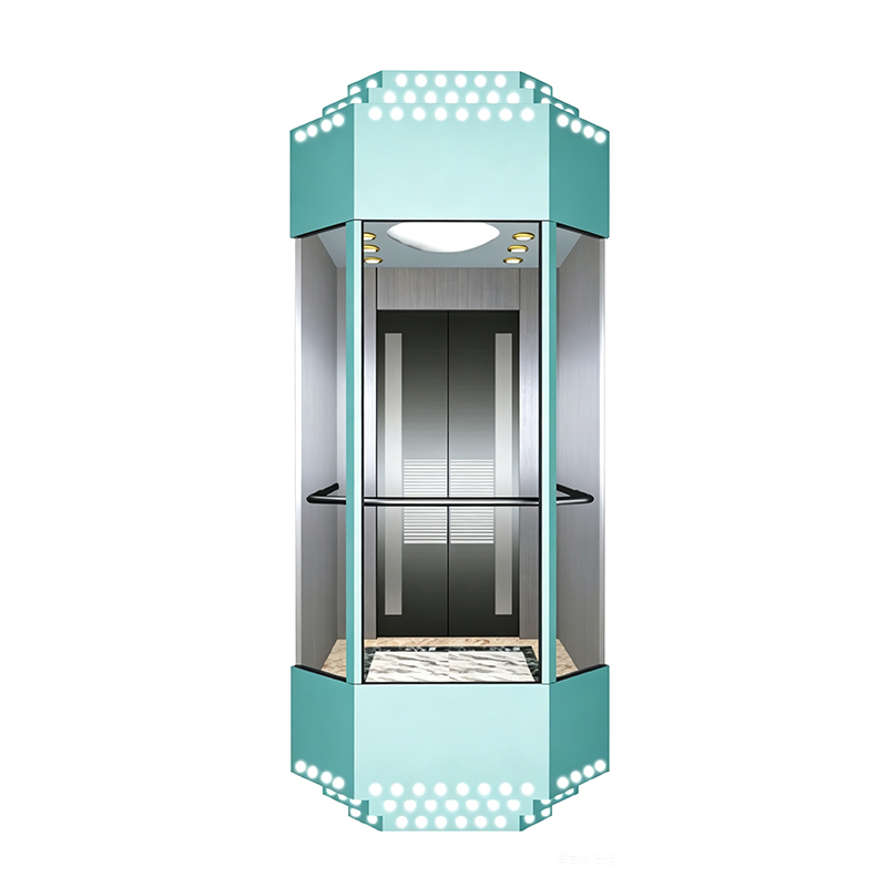 Ascensore in vetro semicircolare ottagonale da 270 gradi con soffitto decorativo in acrilico