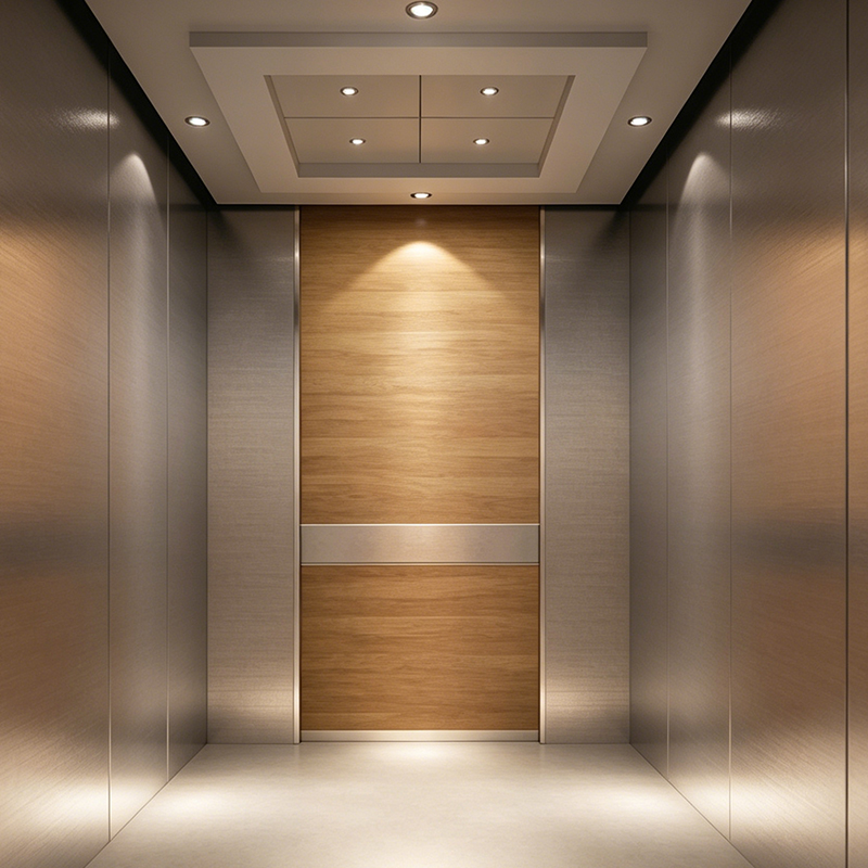 Ascensore commerciale per passeggeri con illuminazione a LED con pavimento in PVC