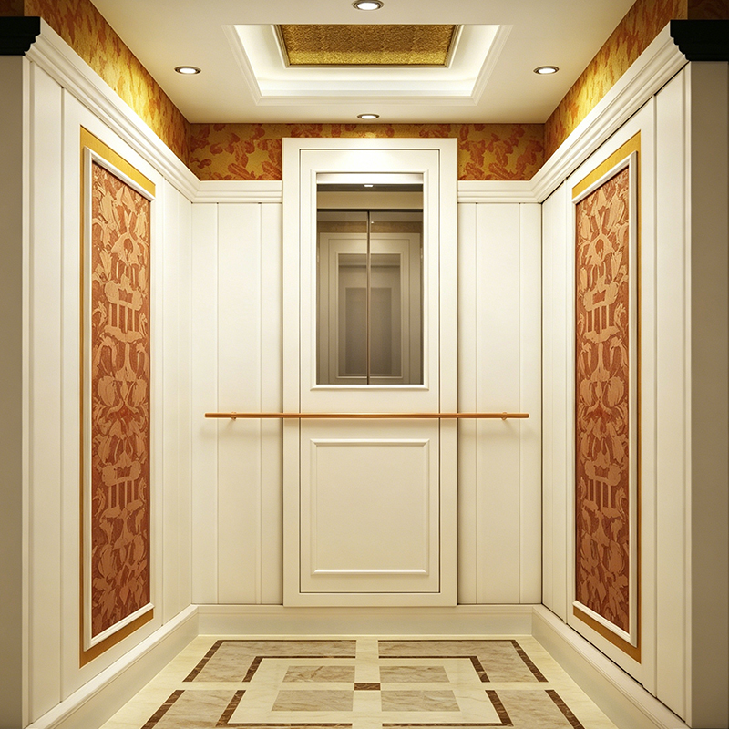 Ascensore per villa di lusso in legno artigianale con soffitto in lamina d'oro